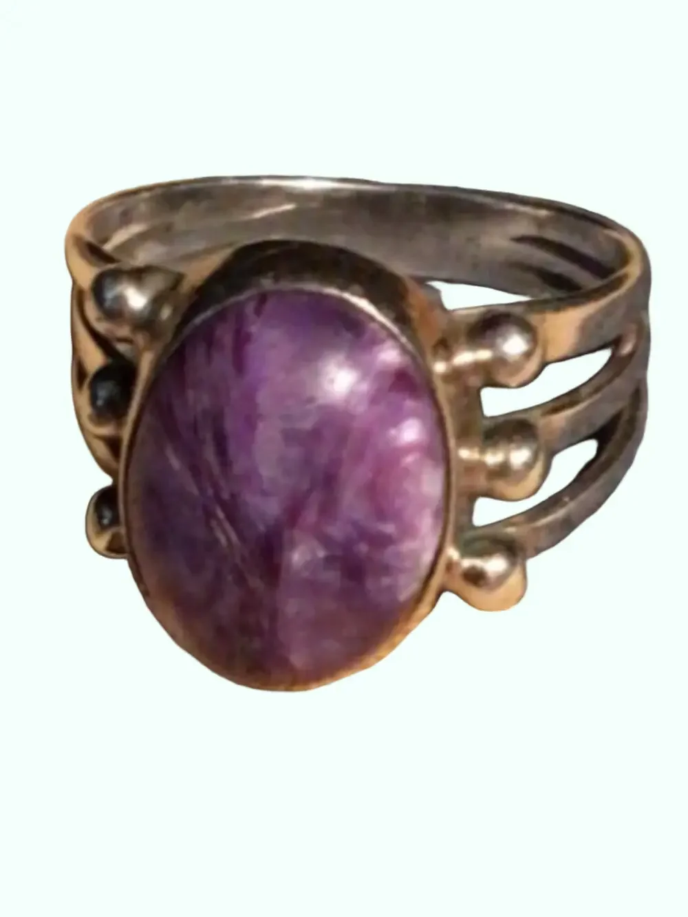 Magical Purple Charoite & Silver Ring